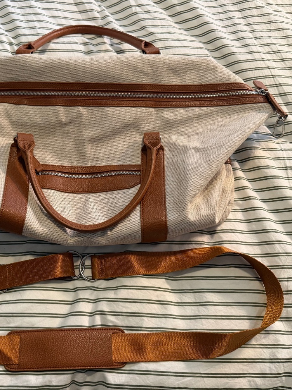 Brouk & Co. CAPRI DUFFEL BAG - Cream/Brown